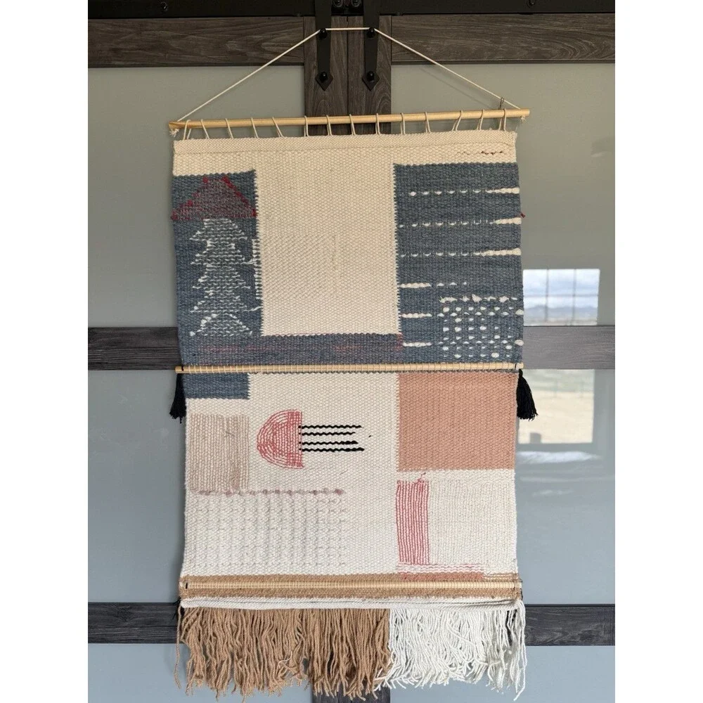 Artisan Market Wall Hanging 30x50 Boho Chic Bohemian 80% Wool Hand Woven New